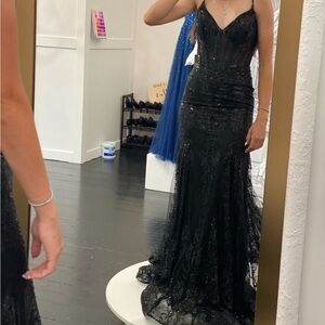 Sophisticated Black Lace Evening Gown